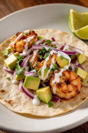 Тако с креветками и соусом Коктейль